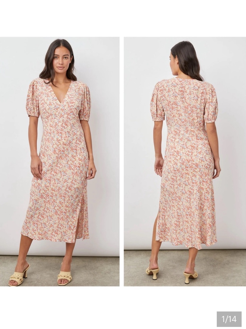 Rails Shelley Floral V-Neck Midi Dress in Multi-Wildflower Small
